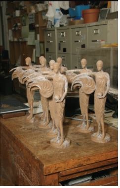 Evy statuettes in the process of being made