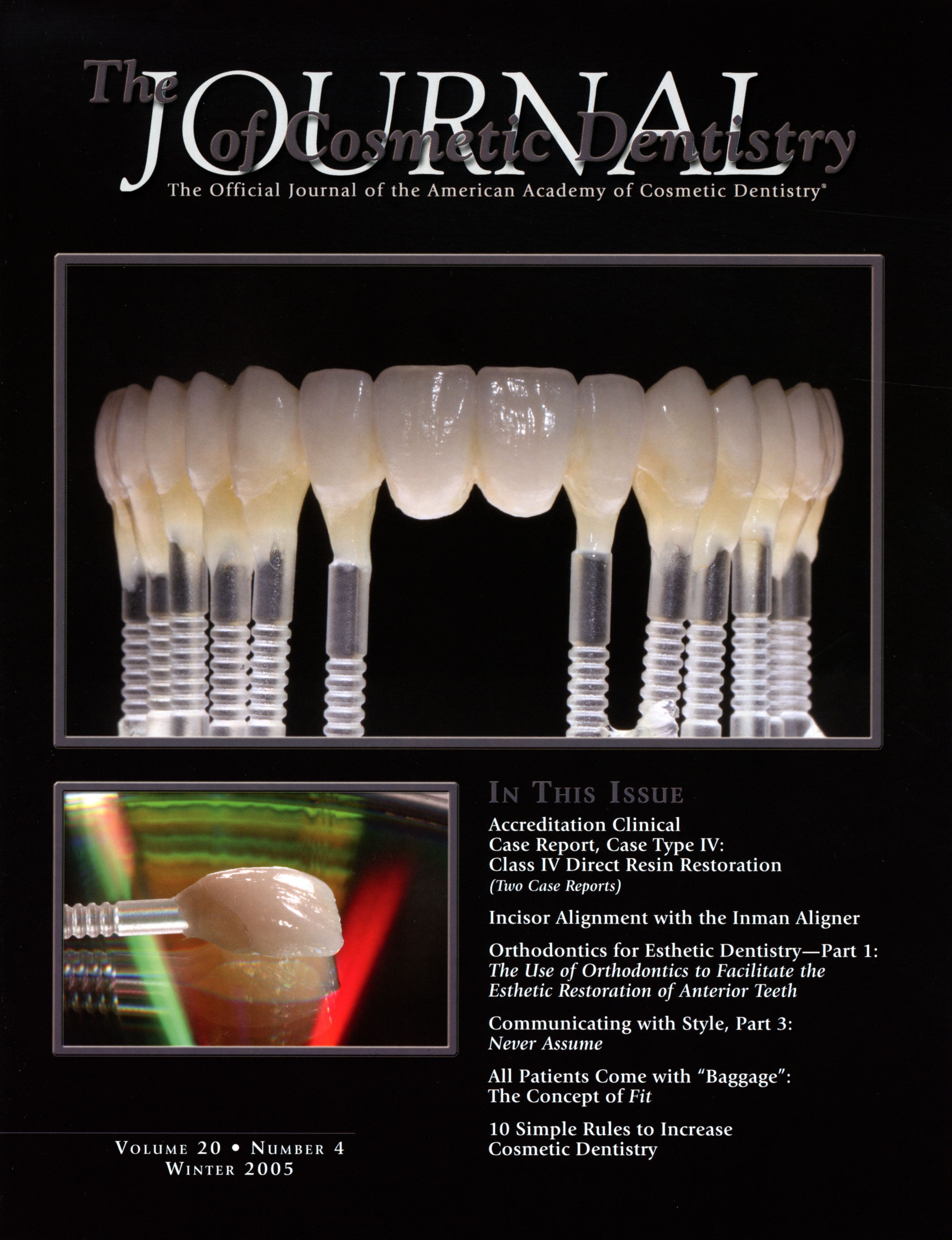 American Academy of Cosmetic Dentistry Journal of Cosmetic Dentistry Volume 20, Issue 4 cover