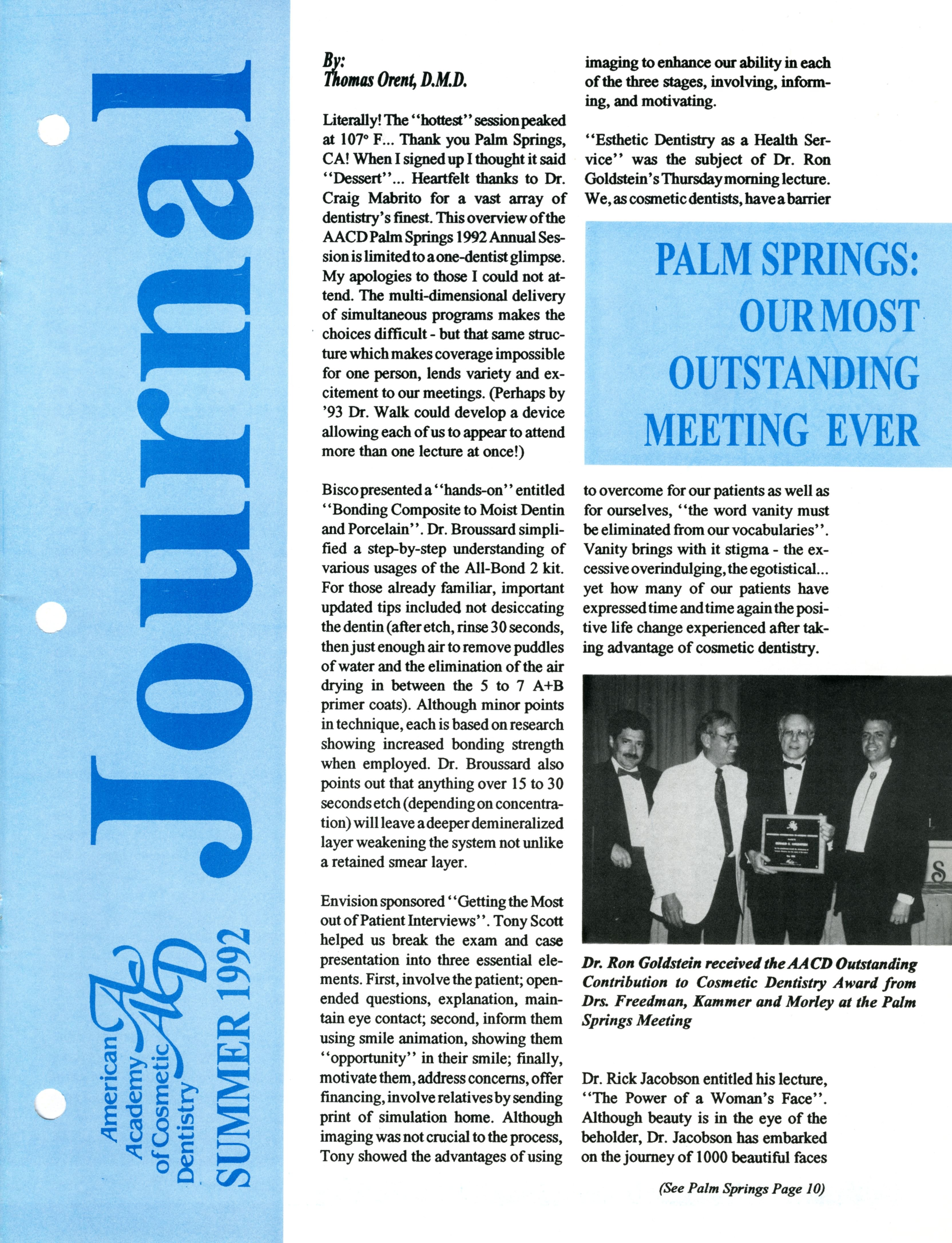American Academy of Cosmetic Dentistry Journal of Cosmetic Dentistry Volume 7, Issue 4 cover